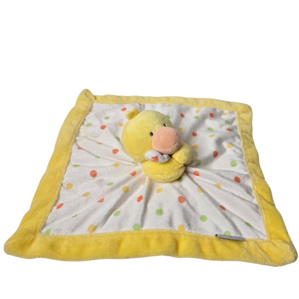 Carters Yellow Duck Lovey Security Blanket 14" Polka‎ Dot Comfort Farm Plush - Picture 3 of 9
